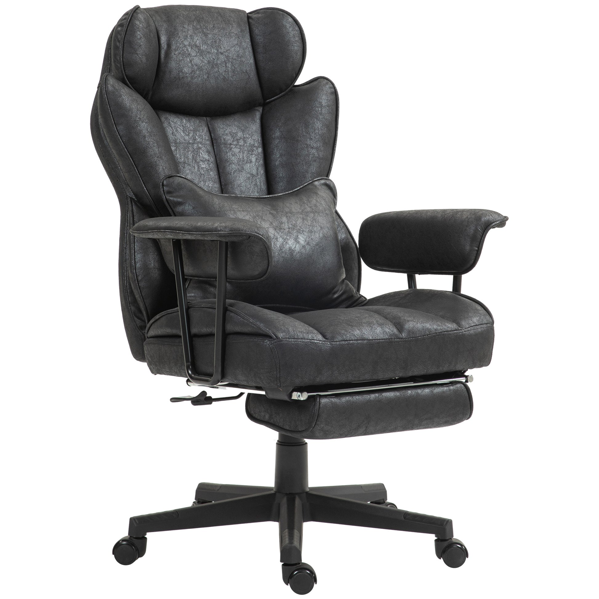 Caroline Big & Tall Teddy Fabric Upholstered Office Chair, Black