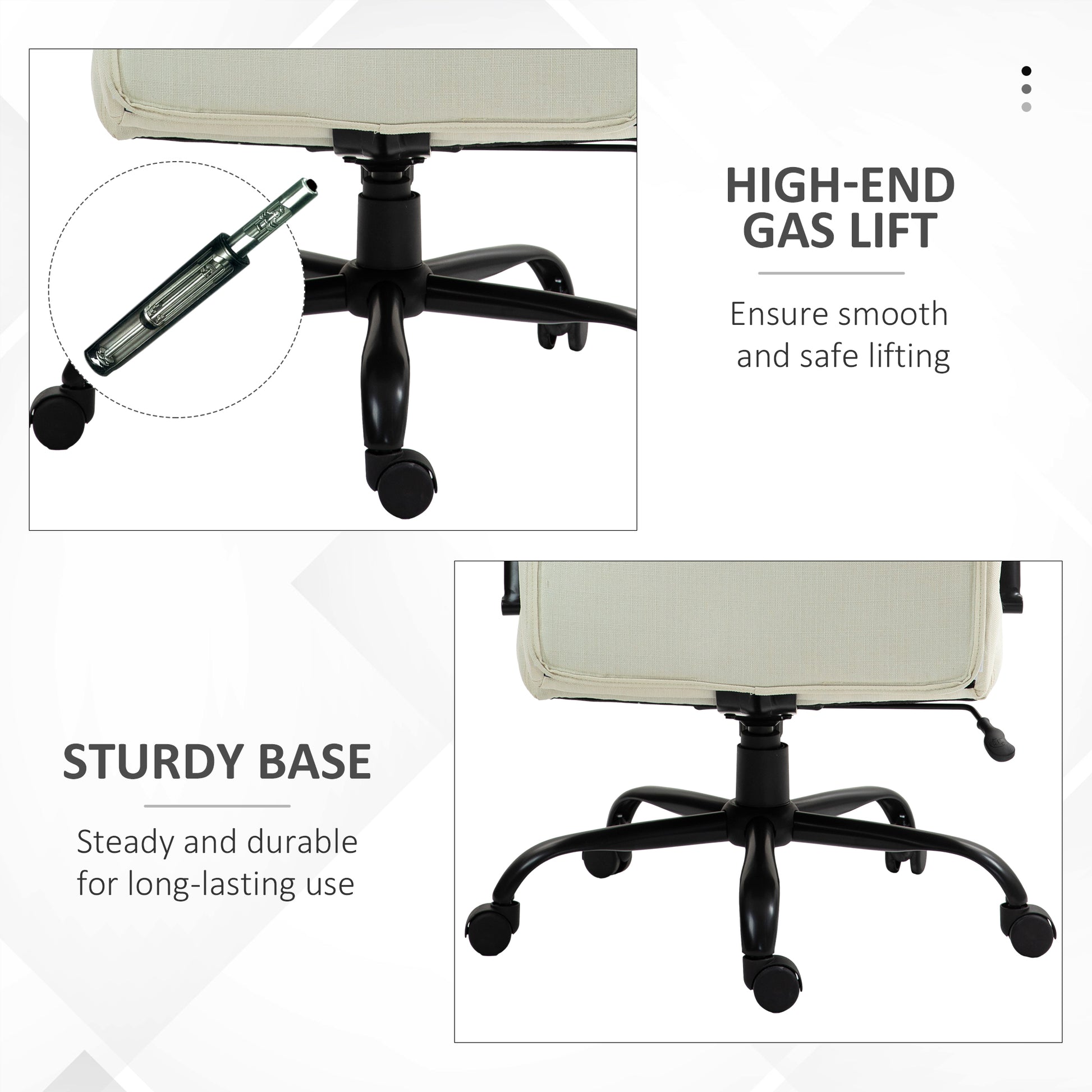 Vinsetto 500lbs Big and Tall Office Chair with Wide Seat, Cream White