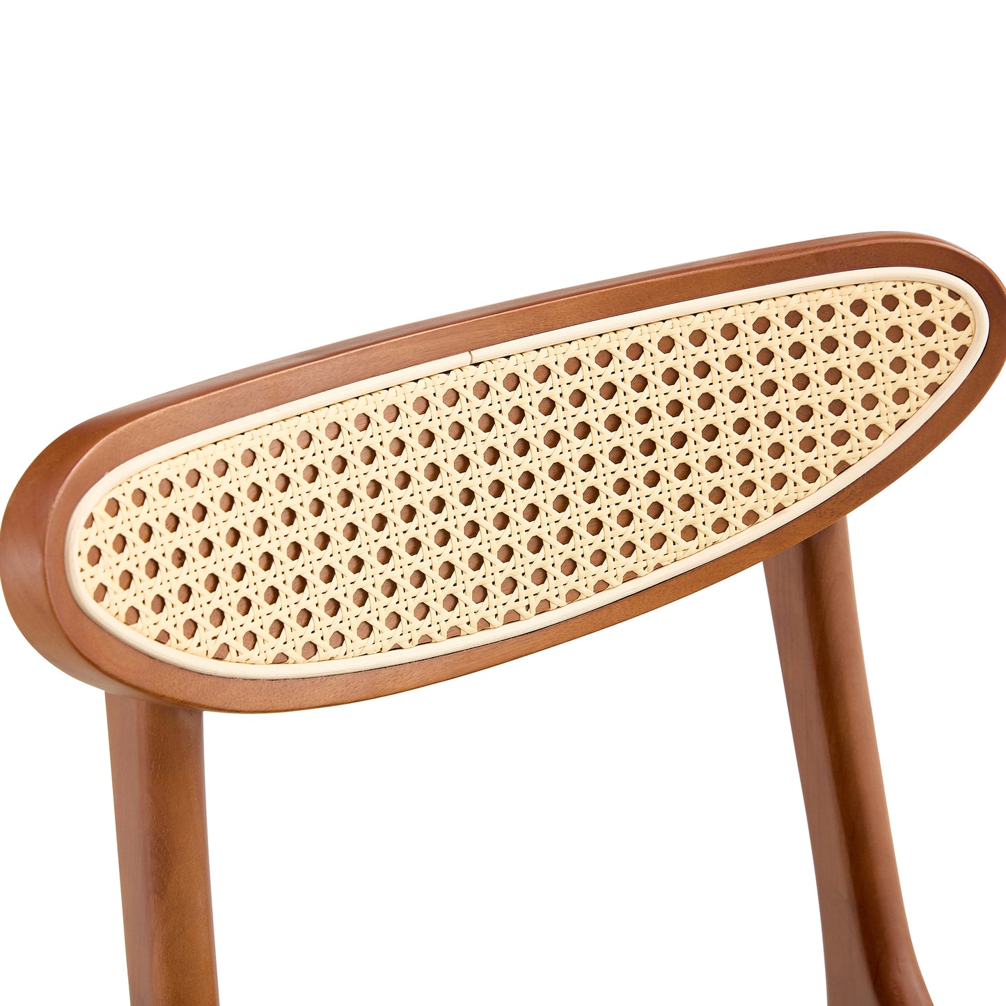 Judith Mid-Century Modern Solid Wood & Rattan Dining Chair, Walnut & Black