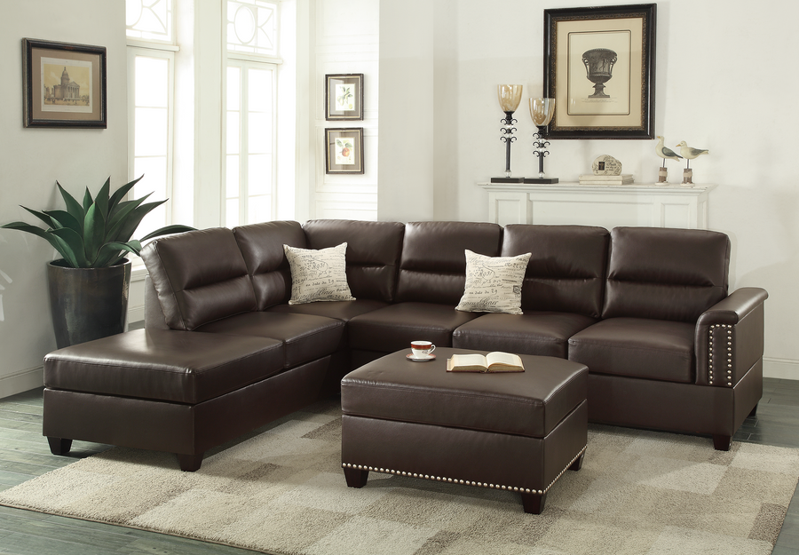 3-PC SECTIONAL in Espresso - primary image