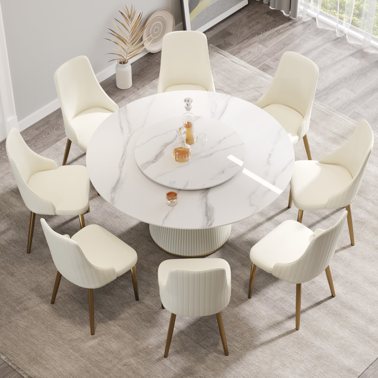 Caspian II 59" Round Modern Faux Marble Dining Table