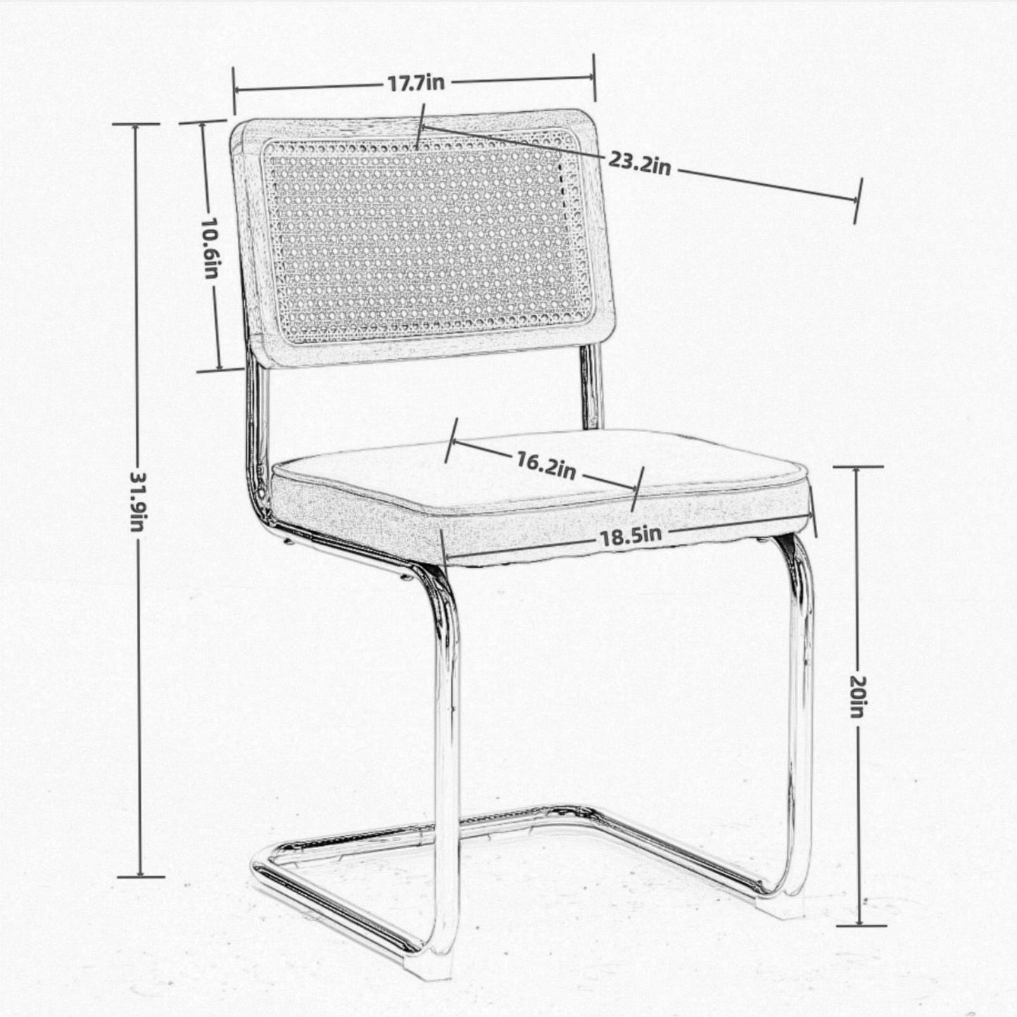 Matilda Mid-Century Modern Side Chairs with Rattan Back & Velvet Seat Set of 2 Green