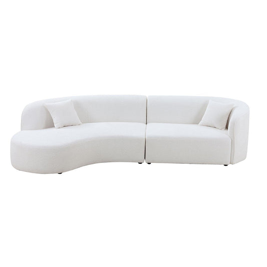 Luxury Modern Style Living Room Upholstery Curved Sectional with Chaise 2-Piece Set - Beige - primary color shot
