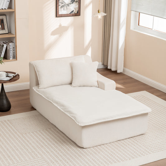 Beige High-Density Foam Chaise Lounge
