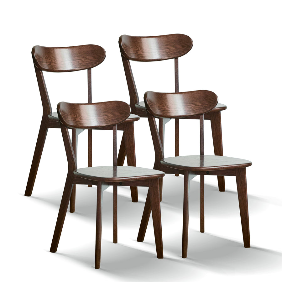 Natural Oak Dining Chair Set of 4 - Solid Wood, Comfortable Design, Walnut Finish, 19.69x18.50x31.50 Inches - primary color shot