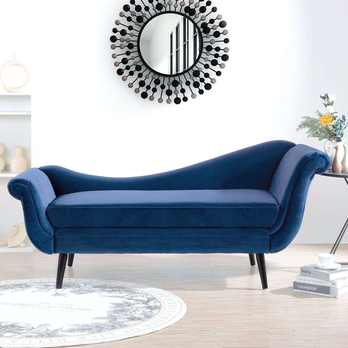Chaise Lounge with Scroll Arm - Blue - detail view 2