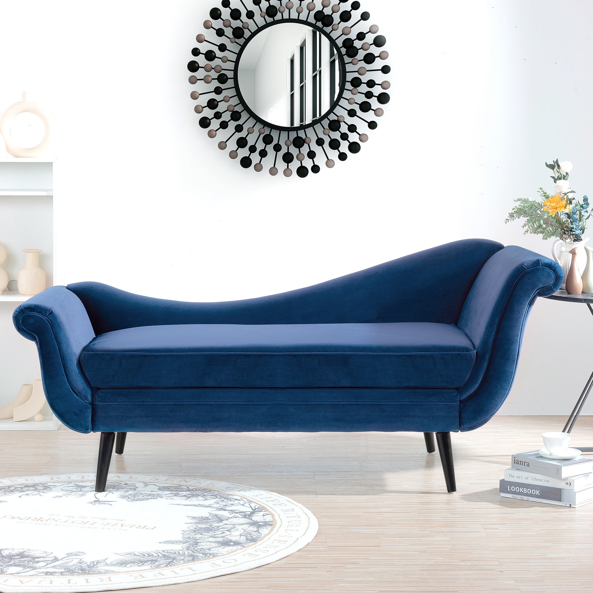 Chaise Lounge with Scroll Arm - Blue - detail view 2