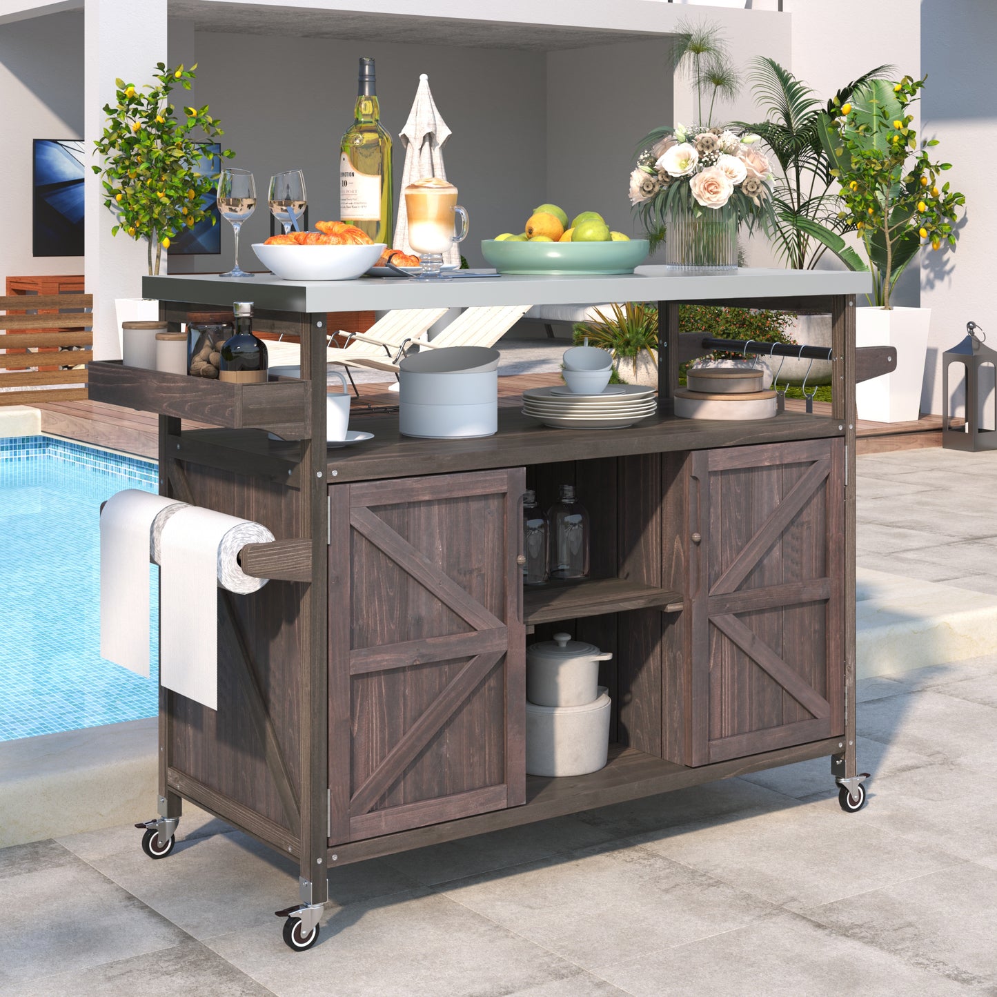 K&k Outdoor Kitchen Island - Brown - detail view 3