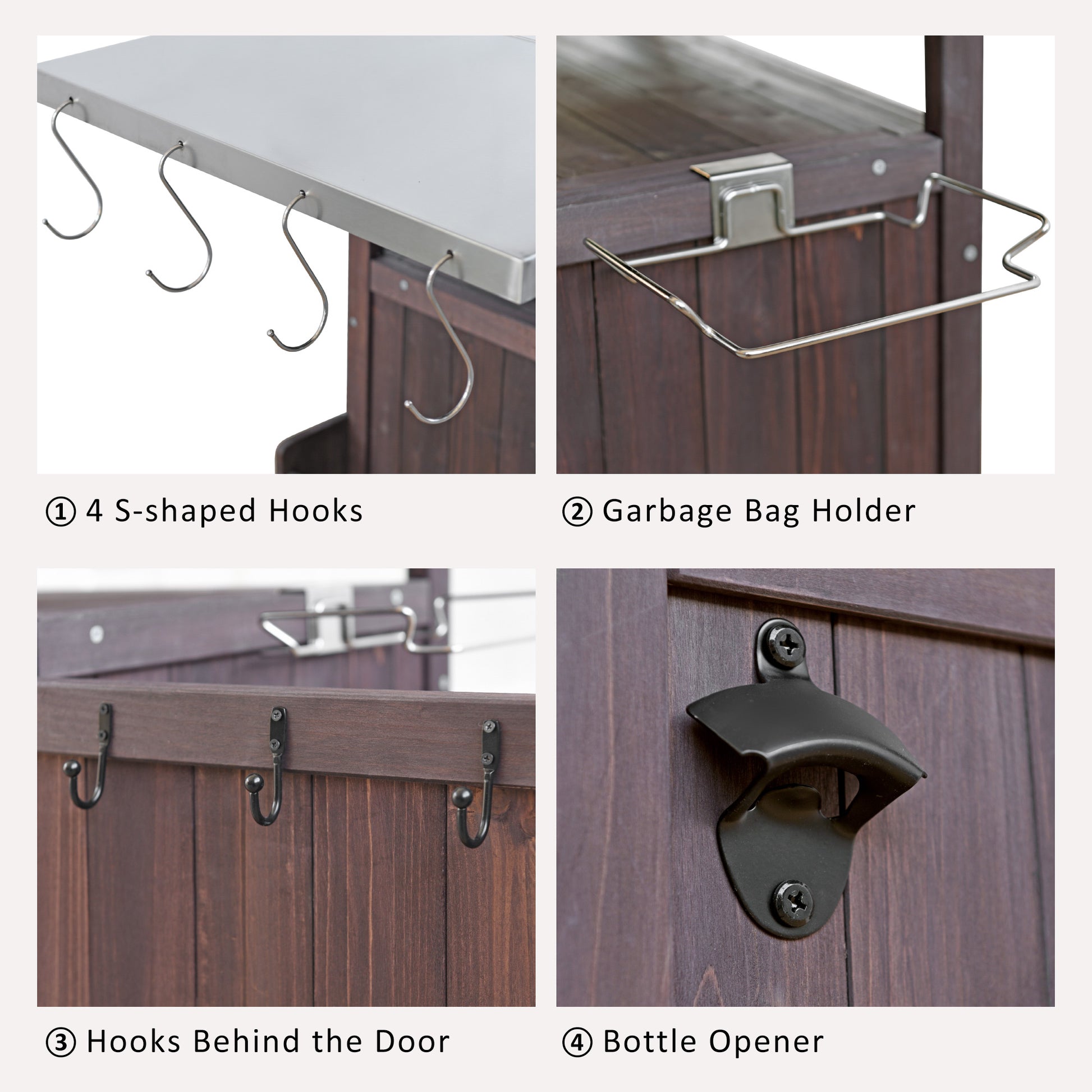 K&k 40.5' Outdoor Grill Cart with Stainless Steel Top - Brown - detail view 8