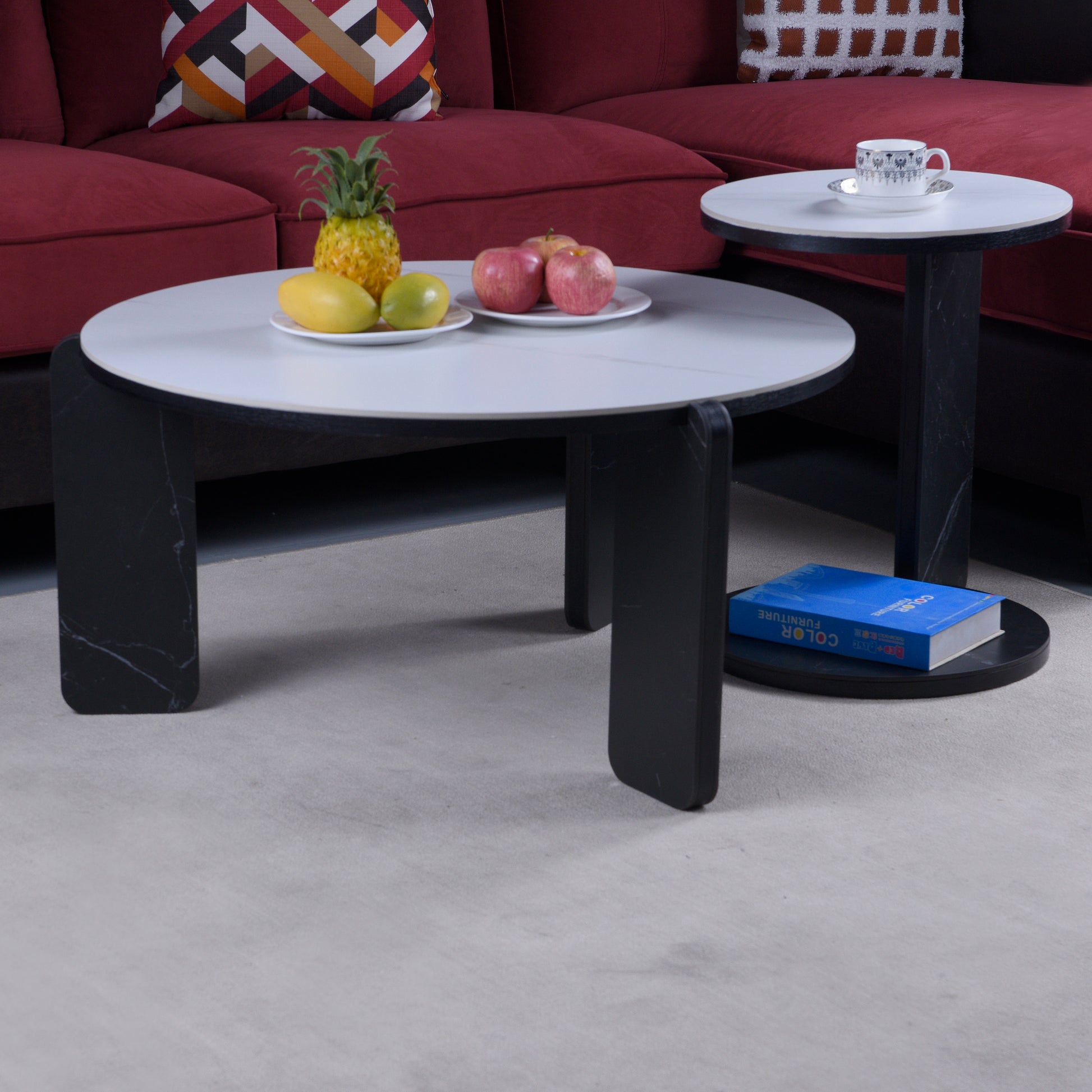 White & Black Nesting Tables with Black Legs - detail view 8