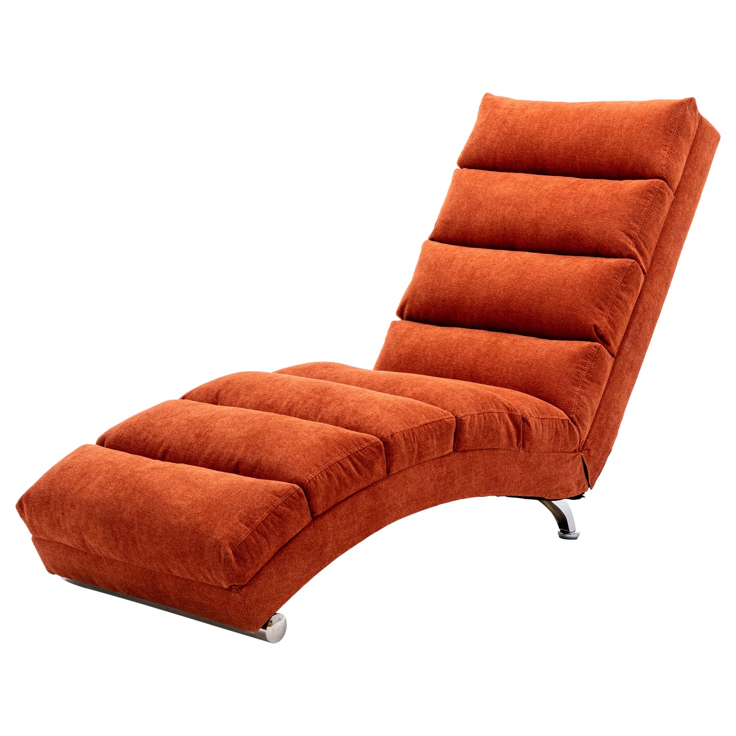 Orange Linen Chaise Lounge with Silver Legs - primary color shot