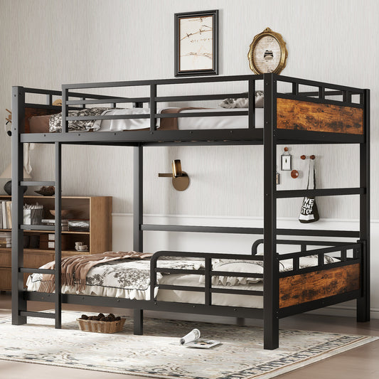 Full over Full Metal Bunk Bed/metal Loft Bed and Metal Platform Beds - Black+vintage - detail view 2