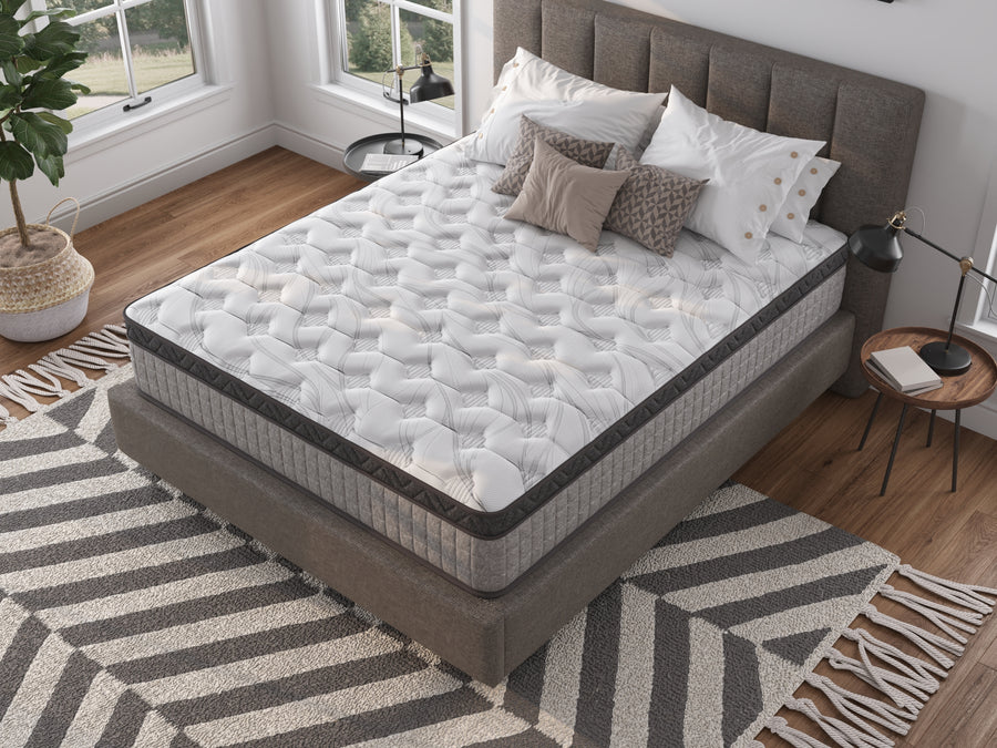 Ashlyn 12" Diamond Innerspring Hybrid and Cooling Gel Memory Foam Mattress - Gray - primary color shot