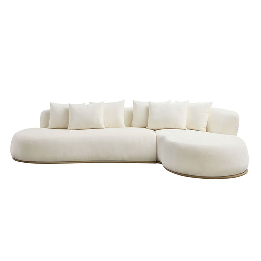 134.63'' Oversized L-Shape Sectional Sectional Sectional with Right-Facing Chaise Beige Sectional with Deep Seat - primary color shot