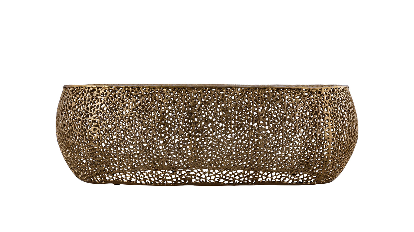 Azriel Oval Aluminum Mesh Coffee Table, Gold