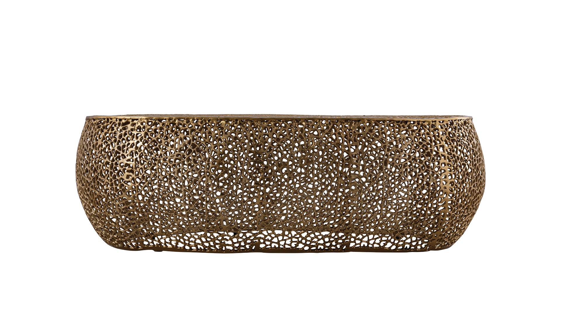 Azriel Oval Aluminum Mesh Coffee Table, Gold