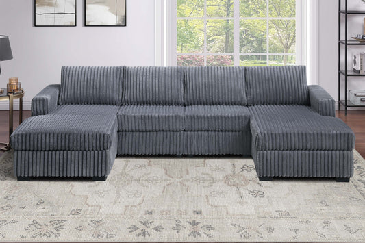 Dark Gray Finish 3pc U-Shaped Sectional Set Cushion Back Armless Chairs Right Arm And Left Arm Chaise Primary Living Room Comfortable - primary color shot