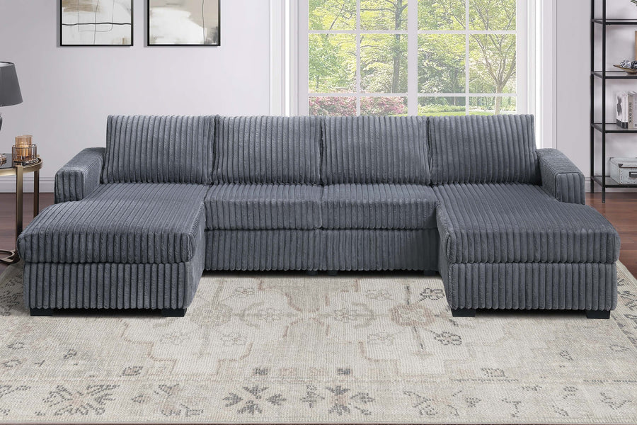 Dark Gray Finish 3pc U-Shaped Sectional Set Cushion Back Armless Chairs Right Arm And Left Arm Chaise Primary Living Room Comfortable - primary color shot