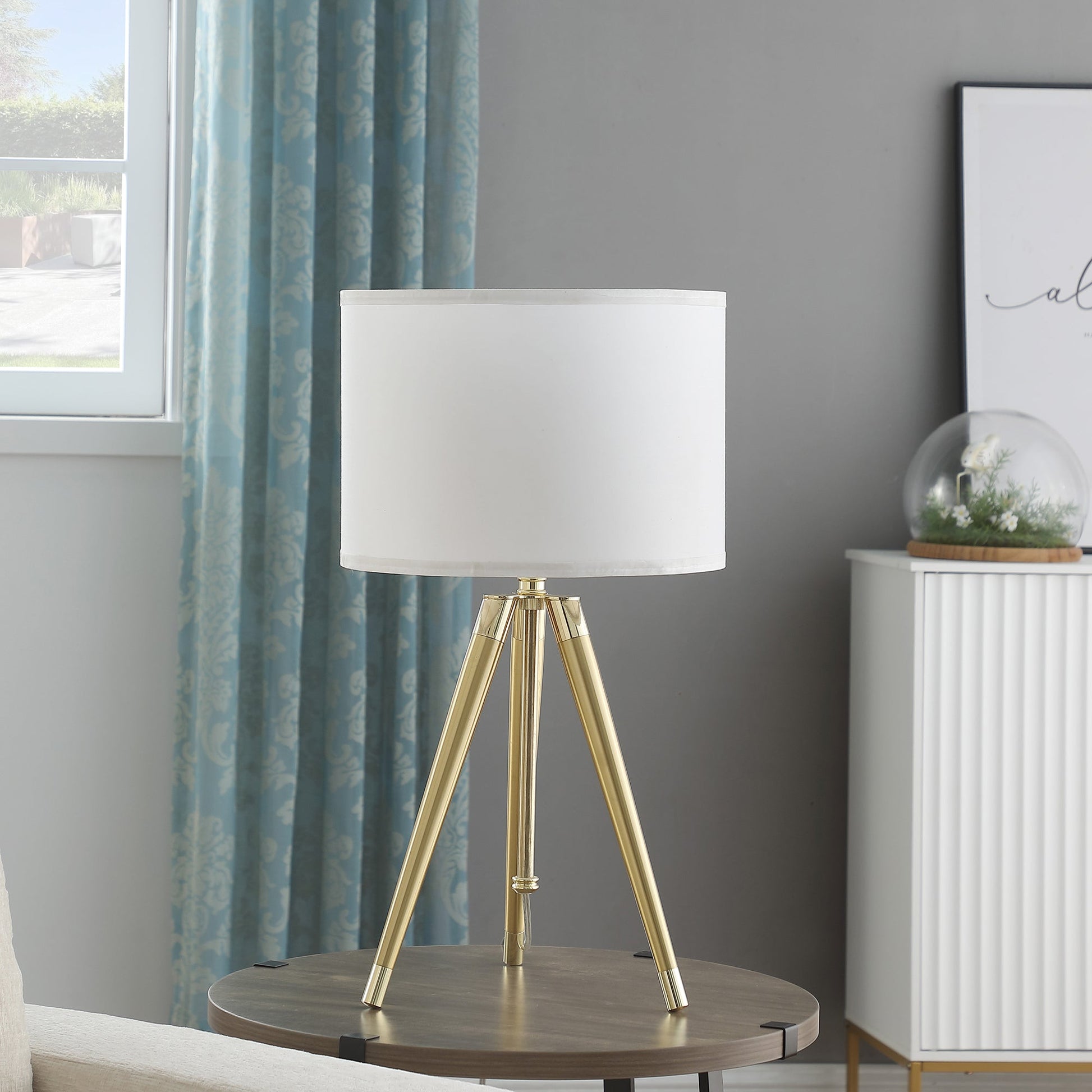 Adjustable Height Brass/Shiny Gold Modern Tripod Table Lamp