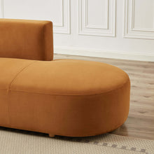 Orby Velvet Sectional Sofa Left Facing with Cloud Comfort in Cognac Velvet, 73.62 x 124.00 x 30.00 inches - detail view 5