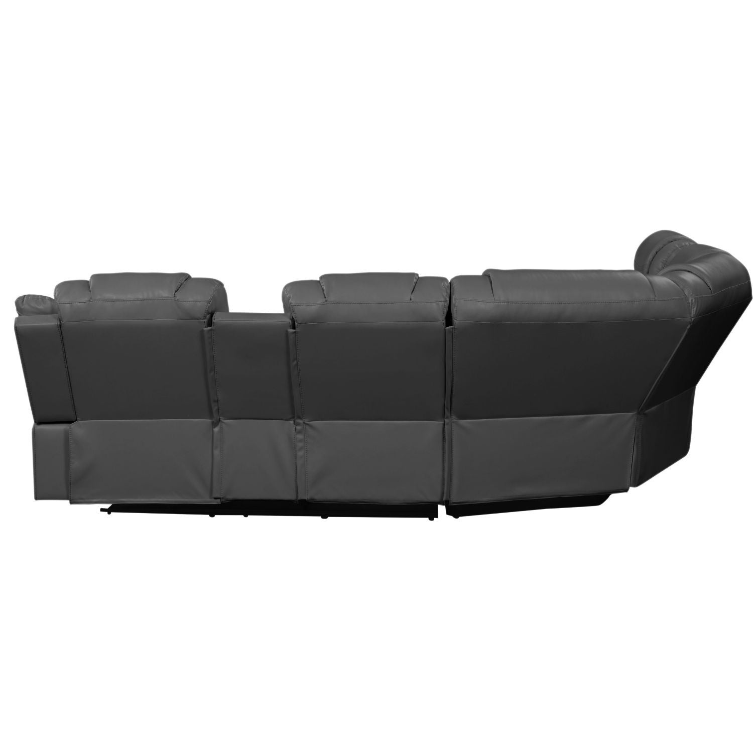 Challenger Modern Style Recliner Sectional Sofa, Built in USB-C Ports & Bluetooth, made with Wood & Faux Leather in Gray - detail view 3