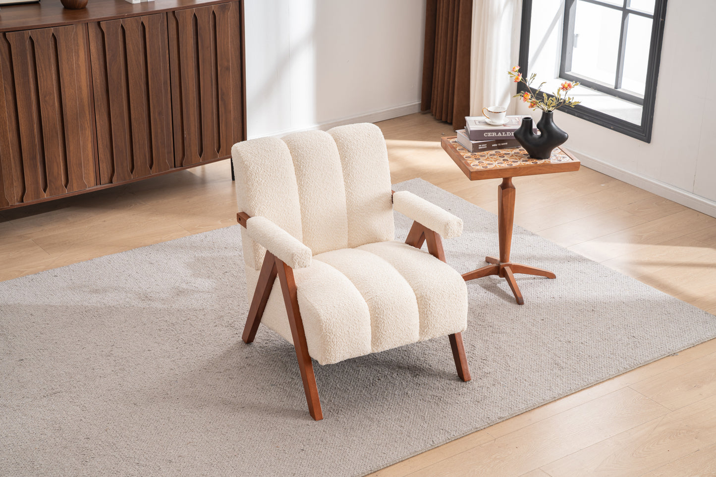 Mid-Century Modern Accent Chair in Beige
