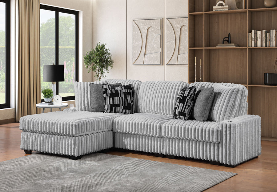 PUFFY Modern Living Room Sectional in Gray with High-Quality Fabric Upholstery-REVERSIBLE SECTIONAL - detail view 2