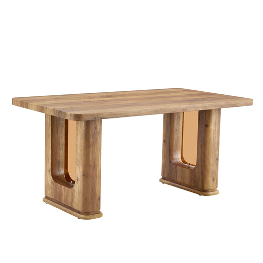 Stylish Wood Color Textured Dining Table MDF Material with Wood Grain Stickers 64.5 X 35" - Transparent - primary color shot