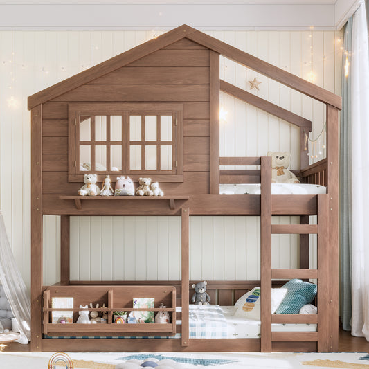 Twin Size Bunk Bed/loft Bed with Bookshelf - Natural - detail view 2
