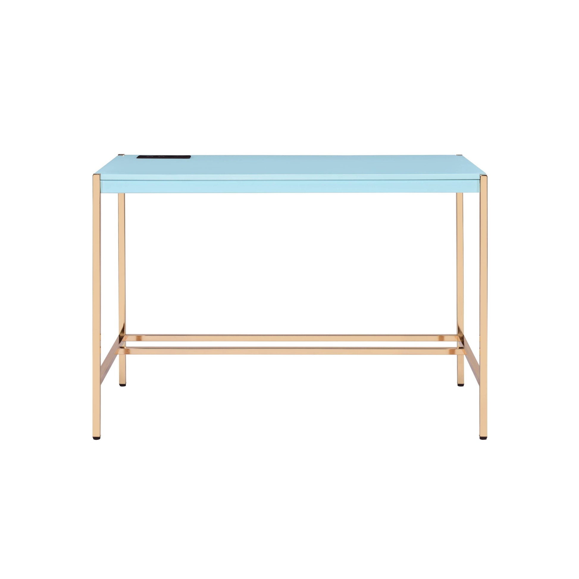 Baby Blue and Gold Writing Desk with USB Ports