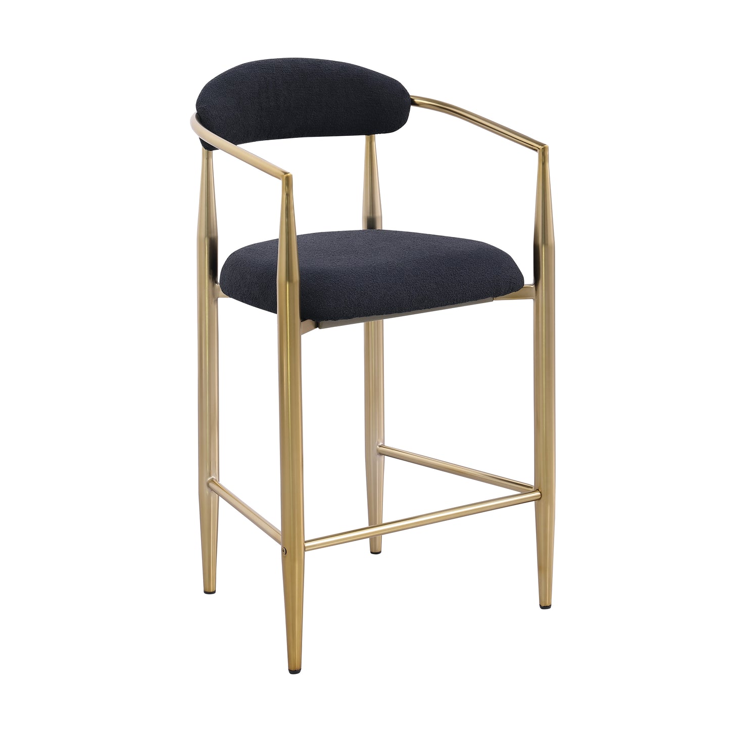 Janice Modern Boucle Upholstered Bar Stools with Gold Legs Set of 2