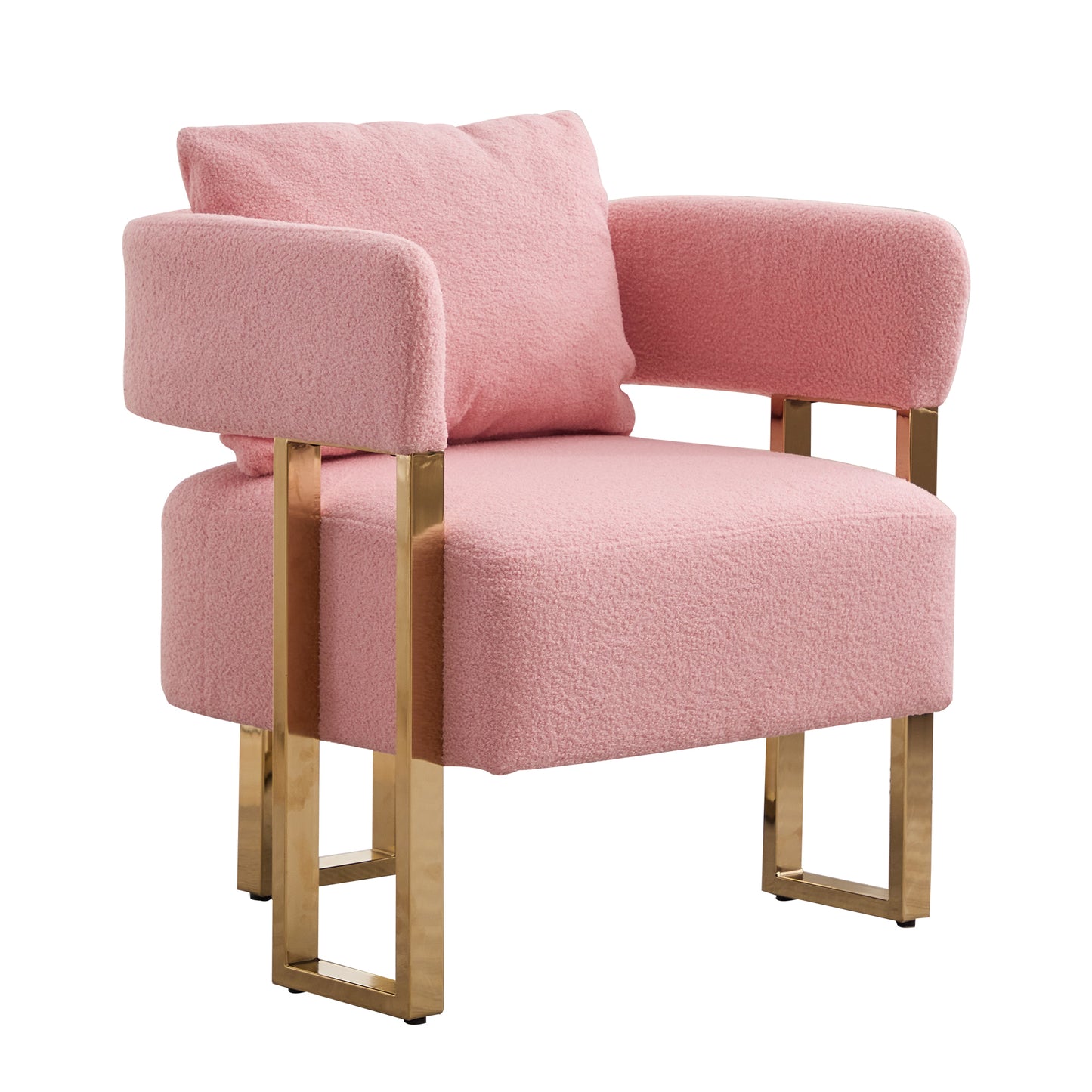 Gold Bouclé Steel Frame Accent Chair with Gold Legs - detail view 8
