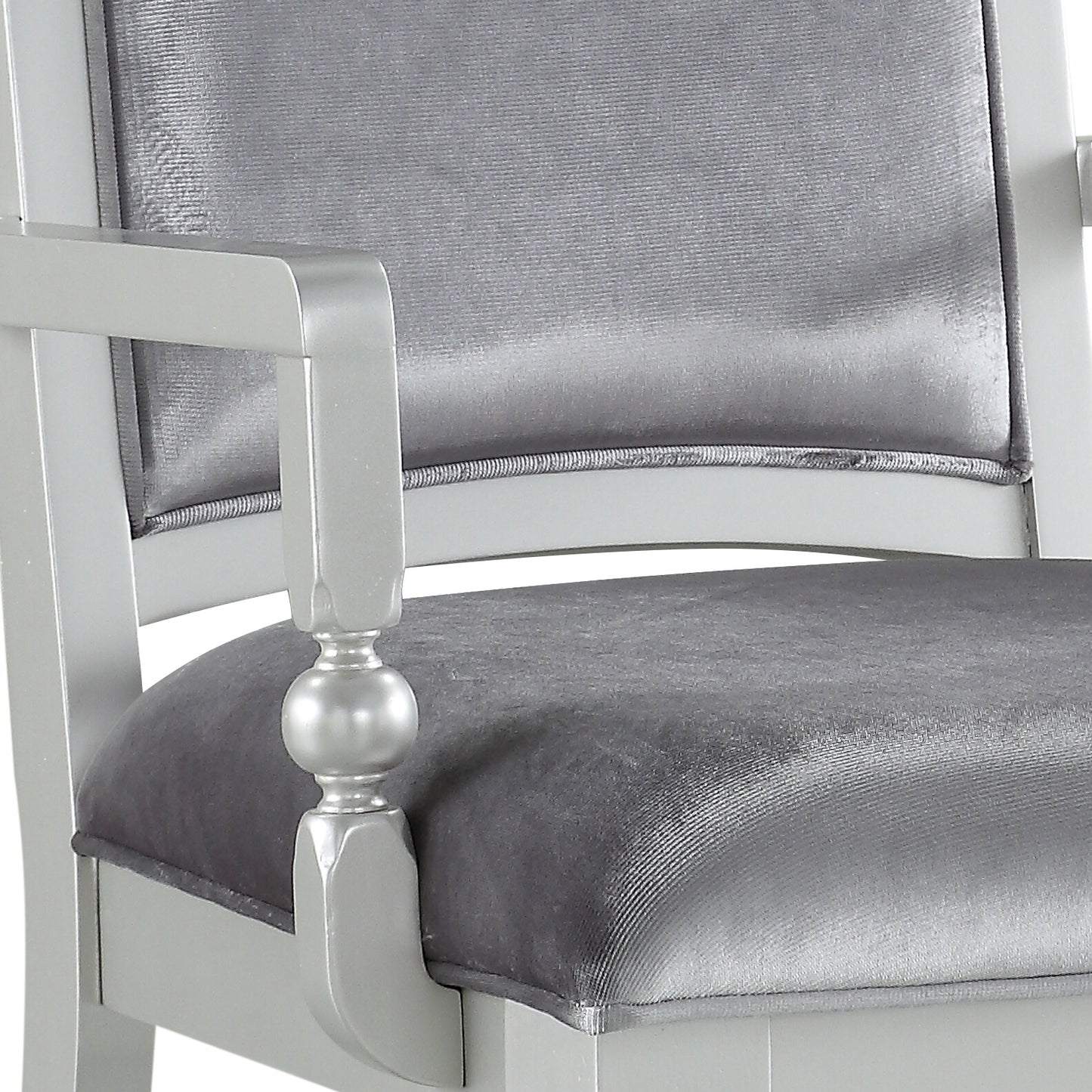 Grey and Platinum Upholstered Arm Chairs Set of 2
