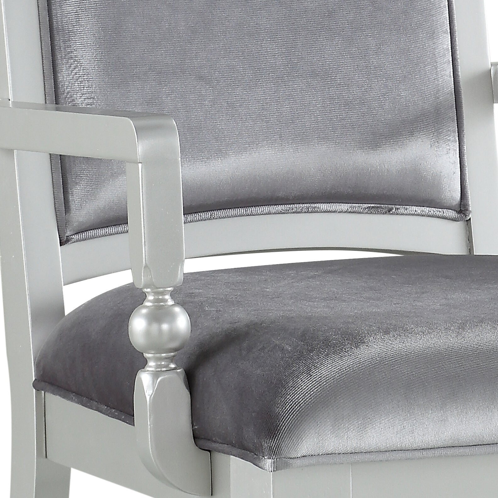 Grey and Platinum Upholstered Arm Chairs Set of 2