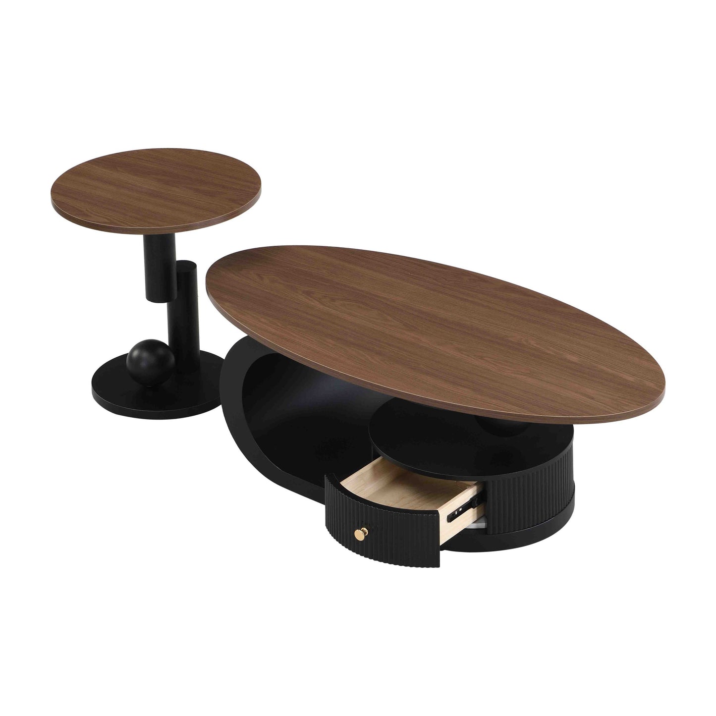 Black & Brown Steel Frame Nesting Tables with Black Legs - detail view 8