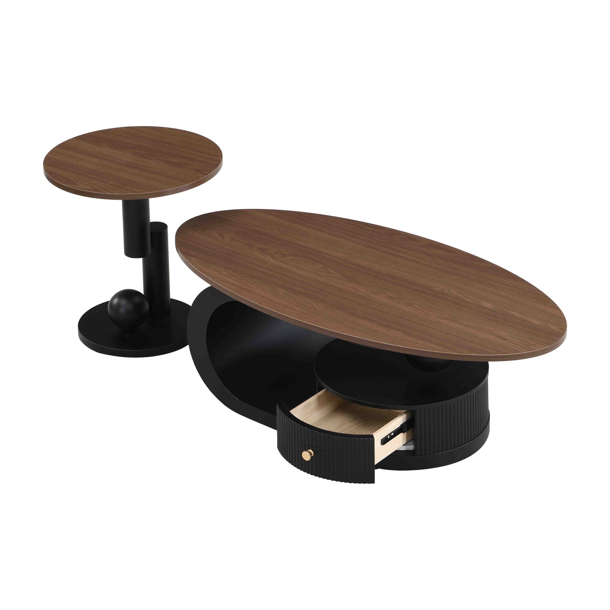 Black & Brown Steel Frame Nesting Tables with Black Legs - detail view 8