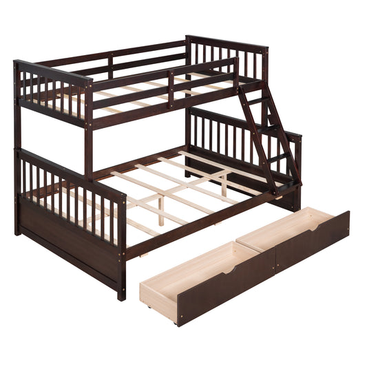 Stefan Twin over Full Bunk Bed with Ladder and Two Storage Drawers - Espresso - primary color shot