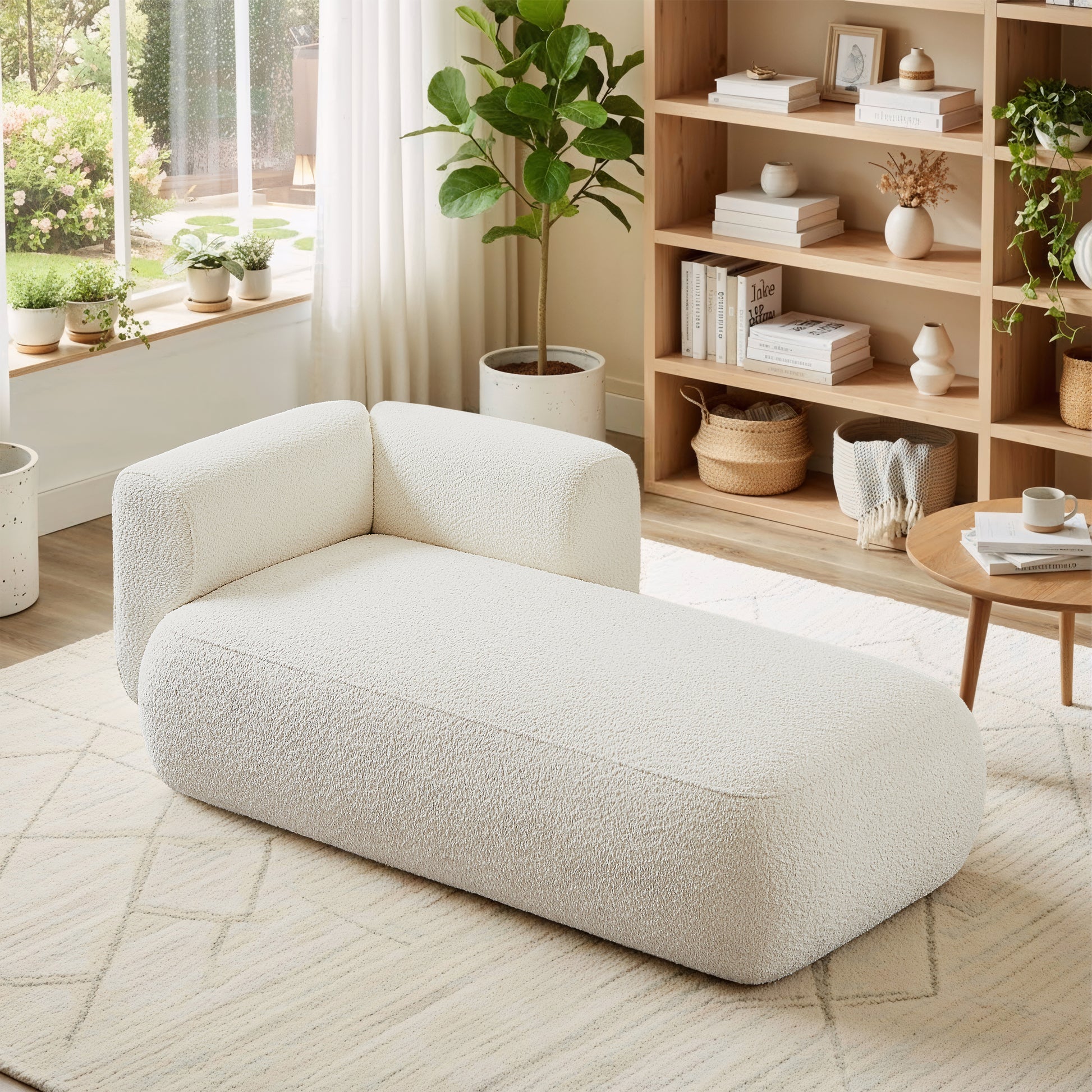 Upholstered Chaise Lounge - Cream - primary color shot