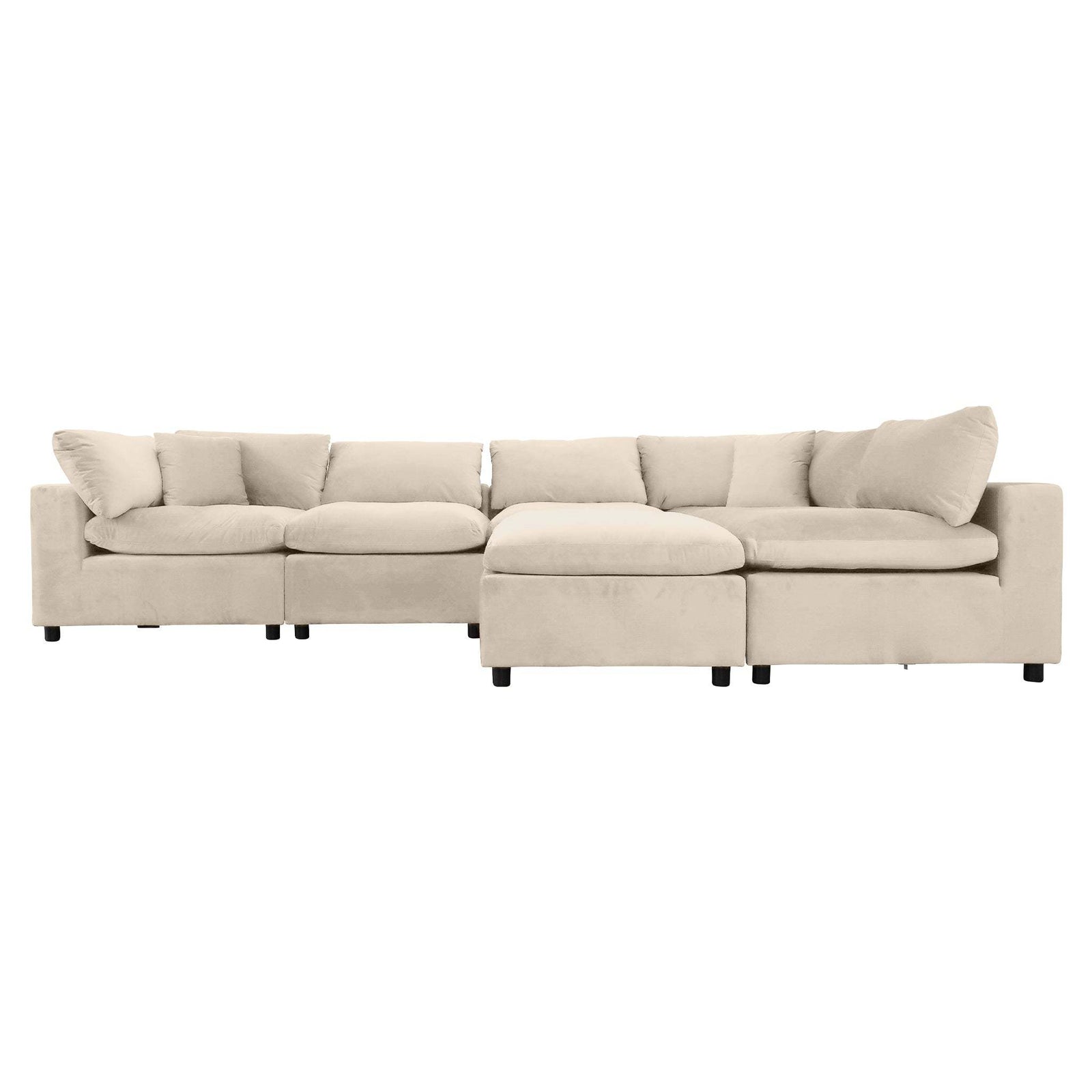 Hayward Ivory Velvet Modular Sectional Sofa with Foam Cushions and Removable Back, Elegant and Durable - primary color shot
