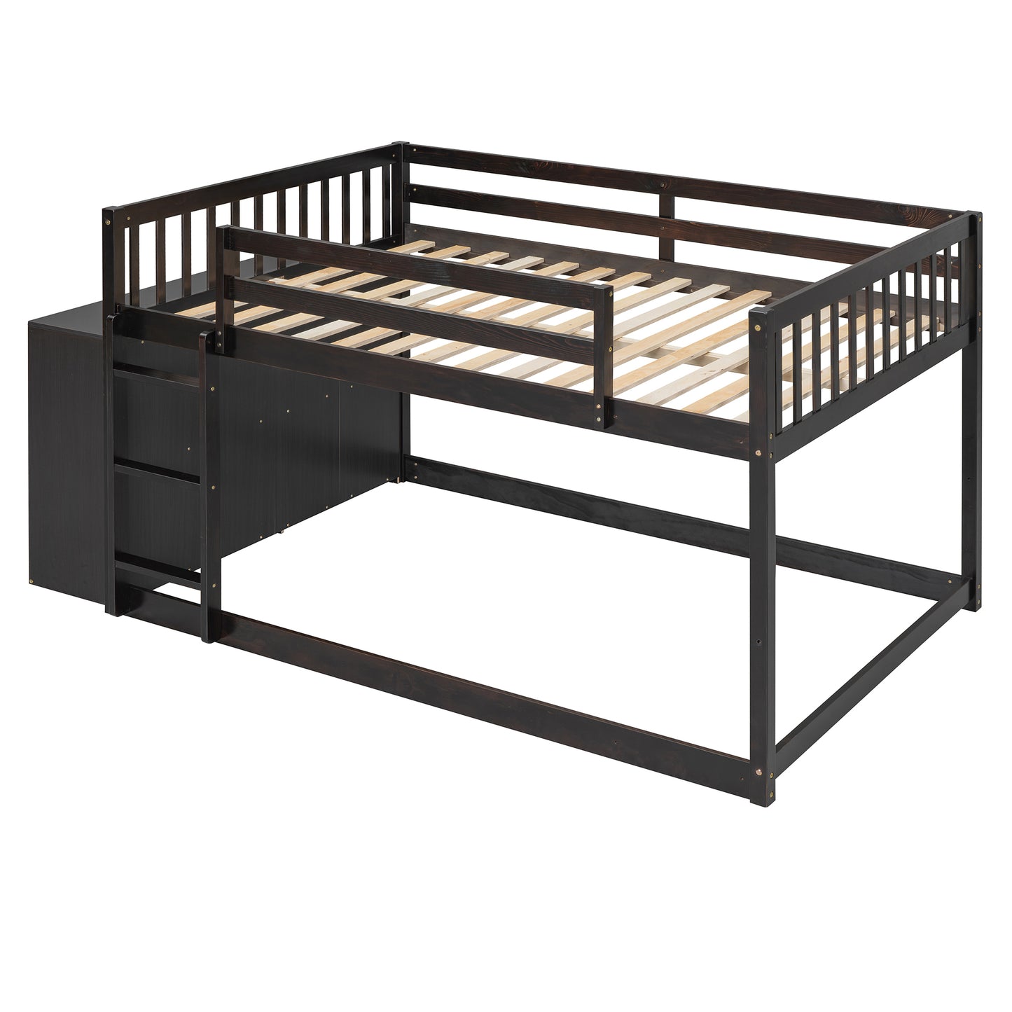 Rachel Full over Full Bunk Bed with 4 Drawers and 3 Shelves-Espresso