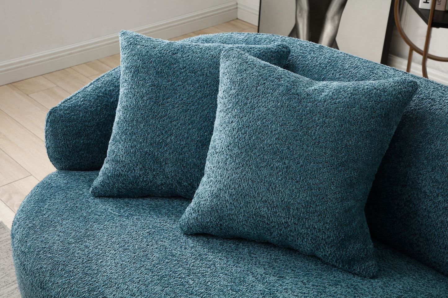Blue Mid Century Modern Curved Sofa - detail view 4
