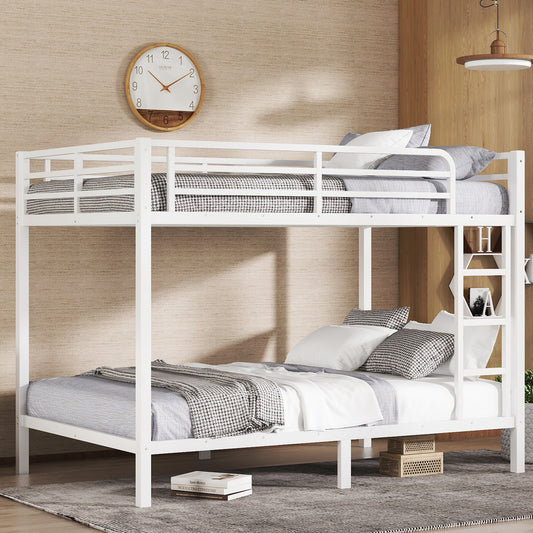Metal Full XL over Full XL Bunk Bed for Teens and Adults - Off White - primary color shot