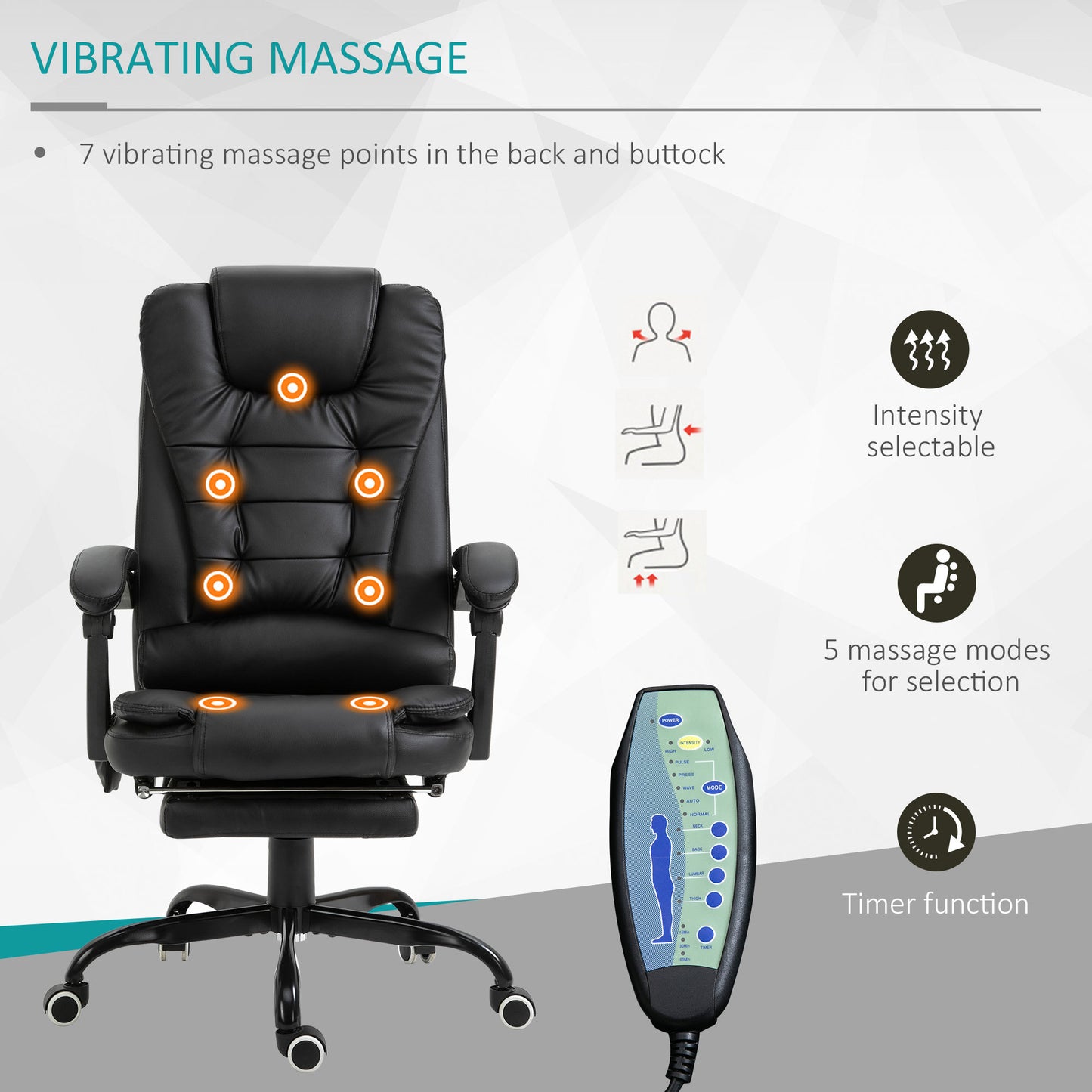 Vinsetto 7-Point Vibrating Massage Office Chair, Black