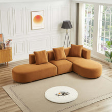 Orby Mid-Century Velvet Sectional Sofa Right Facing Cognac 73.62' x 124' - detail view 6