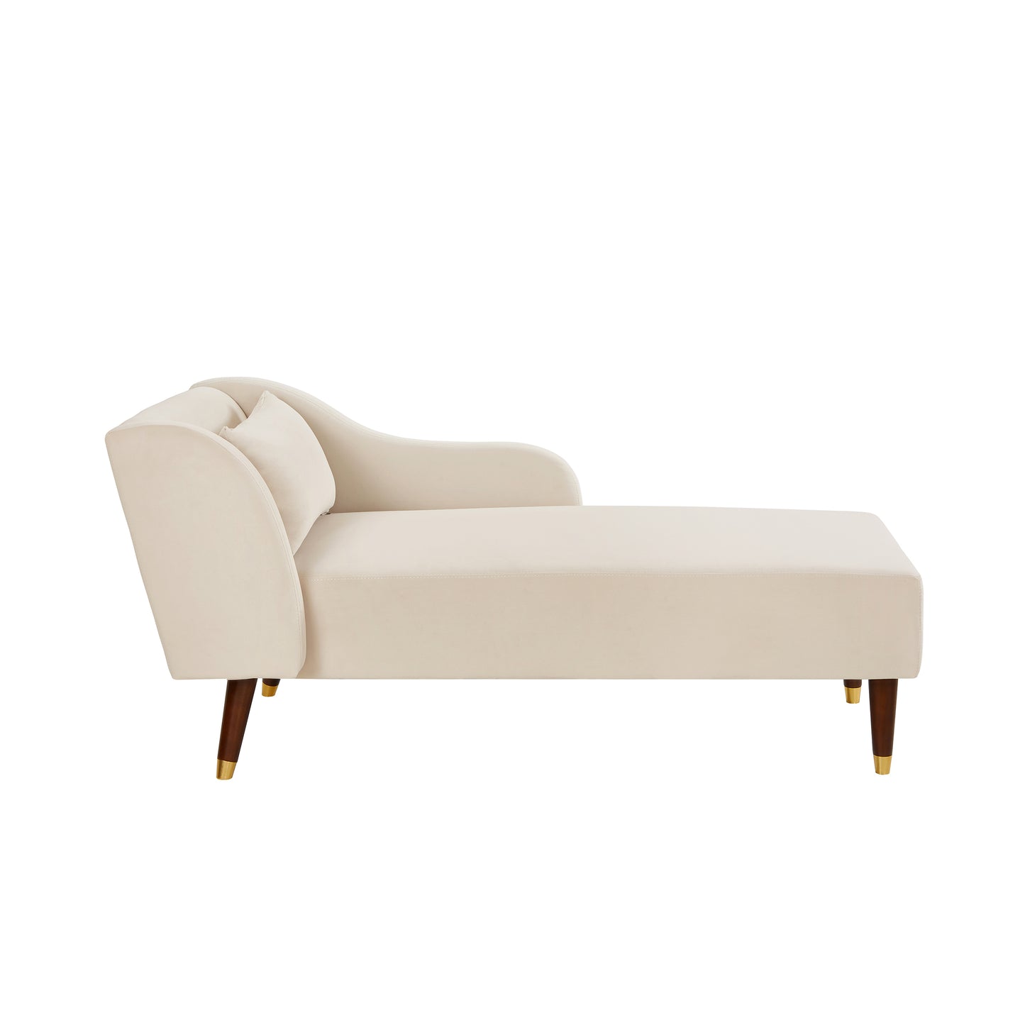 Modern Chaise Lounge Chair Velvet Upholstery (beige) - detail view 7