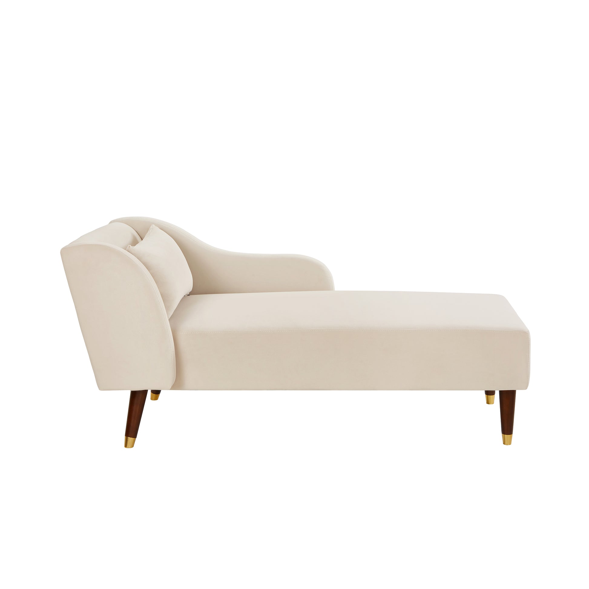 Modern Chaise Lounge Chair Velvet Upholstery (beige) - detail view 7