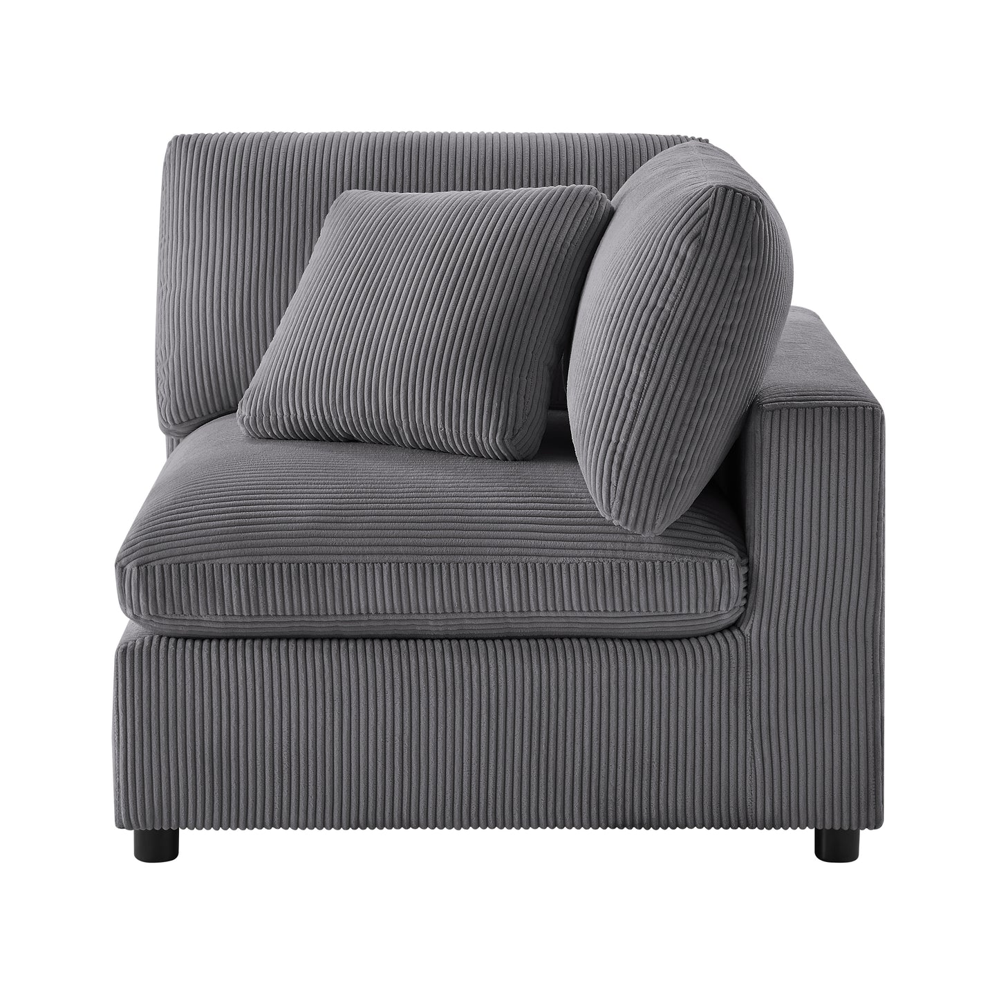 Chelsea Modular 5-Piece Sectional in Charcoal with Plush Polyester Upholstery and Removable Wood Legs - detail view 2