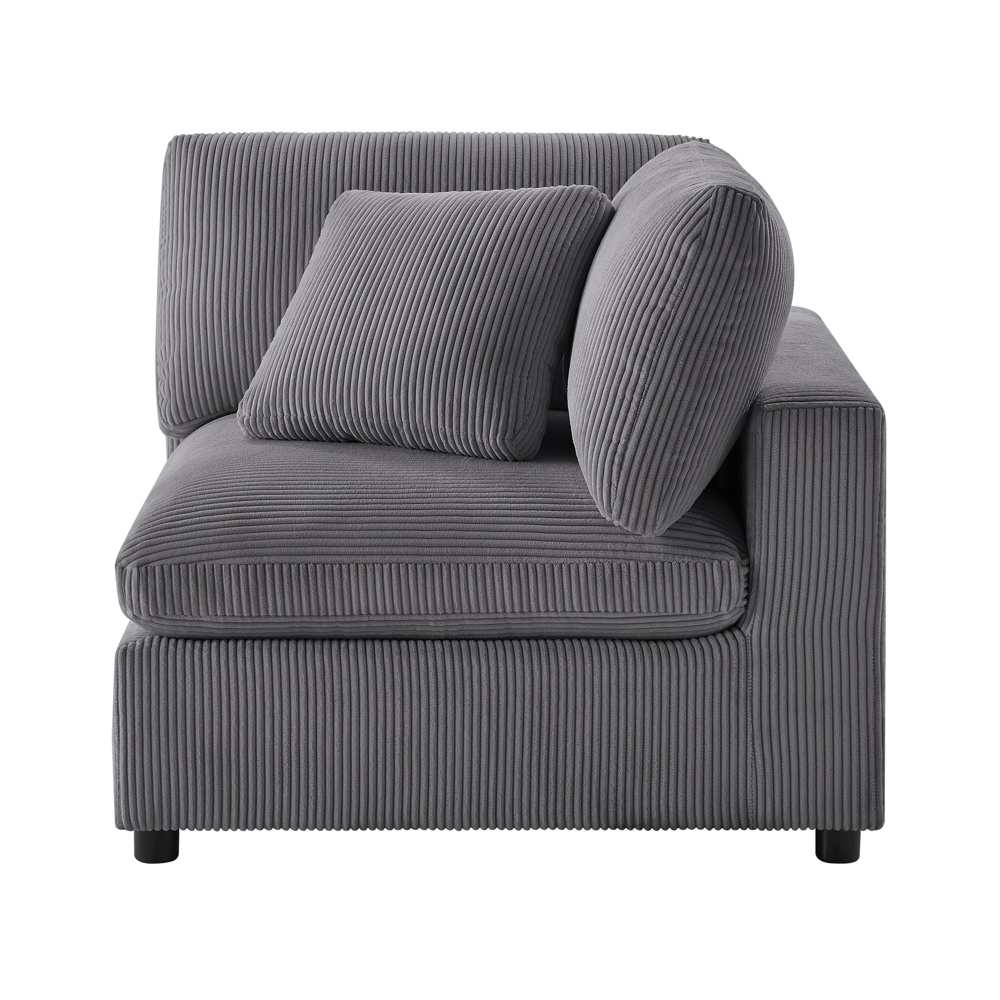 Chelsea Modular 5-Piece Sectional in Charcoal with Plush Polyester Upholstery and Removable Wood Legs - detail view 2