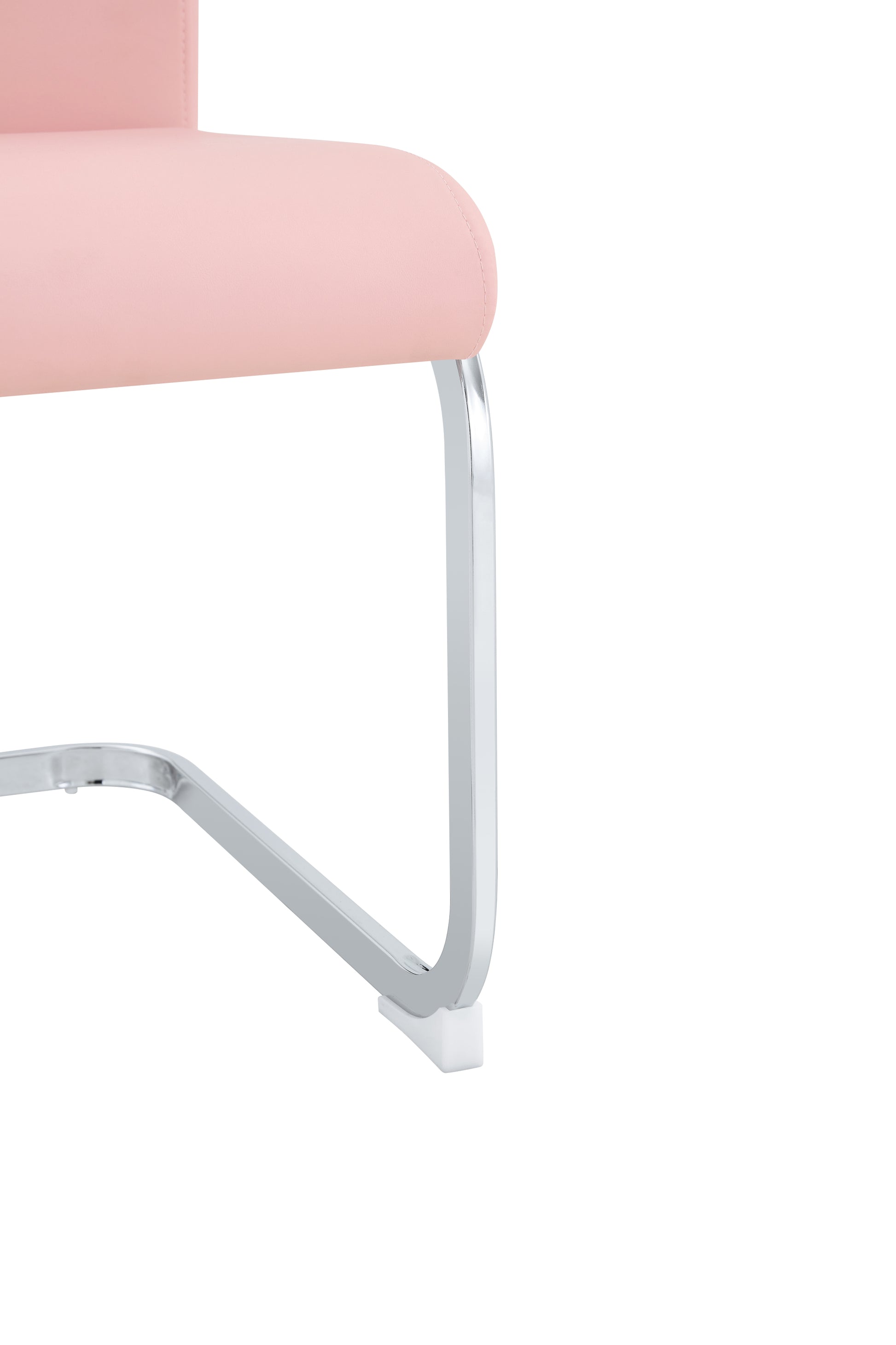 White Upholstered Fabric Dining Chairs with Silver Legs (set of 2) - detail view 7
