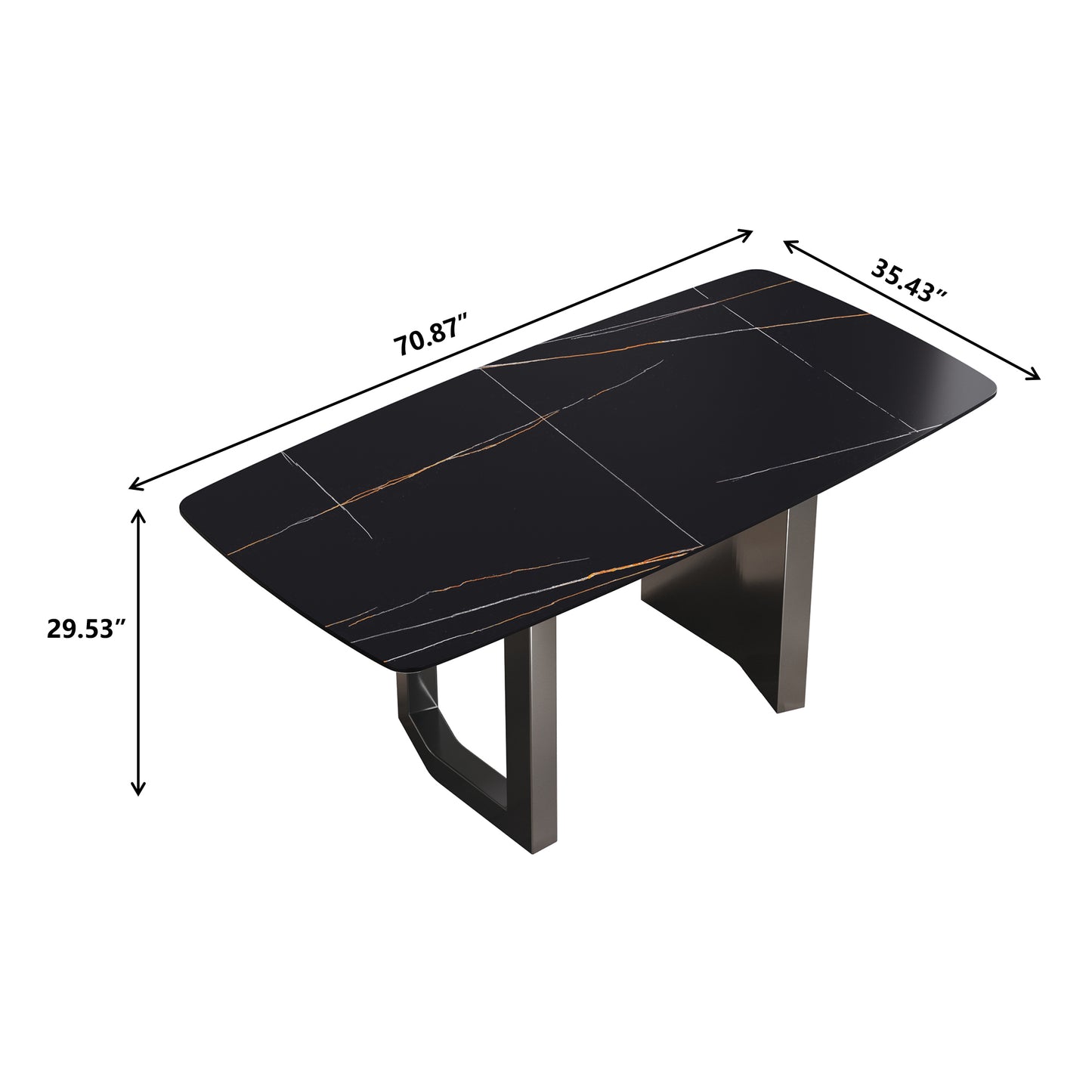 Elara Modern 70.8" Artificial Stone Dining Table, Black
